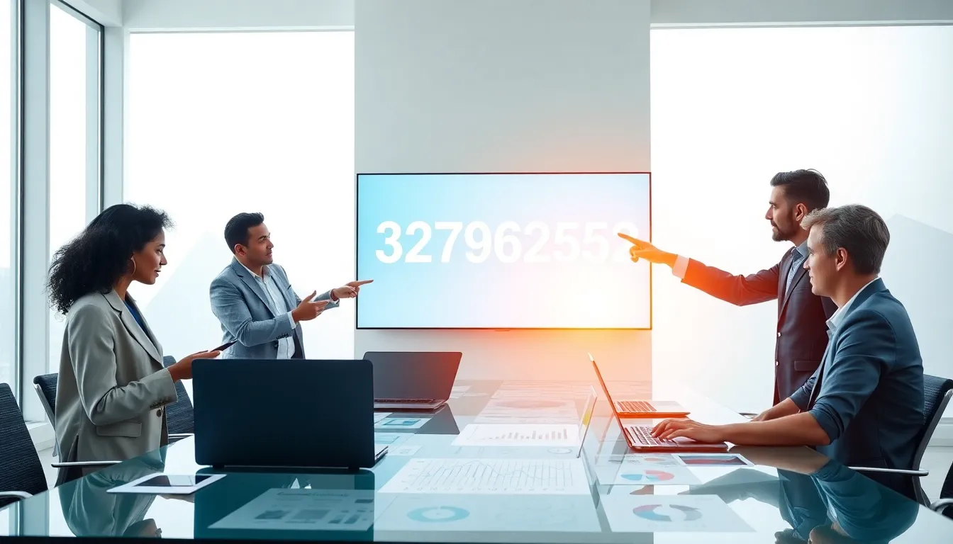 diverse professionals analyzing data related to the number 3278962562.